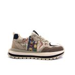 Guja G25K505 Hakiki Deri ve Tekstil Etnik Desenli Erkek Bej Renk Sneaker Spor Ayakkabı