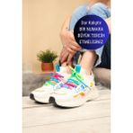 GUJA Renkli Bağcıklı Triko Unisex Spor Ayakkabı BEYAZ