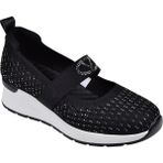 Guja Taşlı Üzeri Lastikli Triko Kadın Spor Ayakkabı Sneaker GJ-26Y3052 Siyah