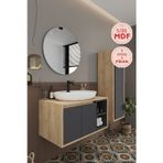 Gül 80 Cm %100 Mdf Lavabolu Banyo Dolabı Ayna Alt Dolap Lavabo Boy Dolabı