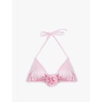Gül Aplike Detaylı Üçgen Bikini Üstü