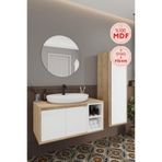 Gül Beyaz 100 cm Banyo Dolabı Ayna Lavabo Boy Dolabı