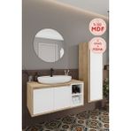 Gül Beyaz 90 Cm Banyo Dolabı Ayna Lavabo Boy Dolabı