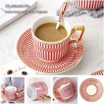 Gül Beyefendi 200 ml Avrupa Asil Kemik Çini Kahve Fincanı Tabağı Kaşık Seti 200 ml Lüks Seramik Kupa Üst Sınıf Porselen Çay Bardağı Cafe Parti Drinkware (Yurt Dışından) - 1 Adet - Renkli - 1 lt