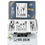 Gül Çelik 60 Parça 12 Kişilik 18/10 Kalite Çatal Kaşık Seti Alvina Model Lüx 304