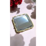 Gül Çerçeveli Lüks Sunum Nişan Tepsisi, 23X23CM, Krom Gold Model