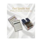 Gül İpek Moda Toplu İğne+Taşlı 2'li Set Eşarp Şal İğnesi Lüks Siyah Kristal Özel Kutulu-Paslanmaz Çelik