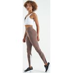 Gül Kurusu Arka Paça Renk Bloklu Slim Fit Yüksek Bel Kadın Tayt - 94635