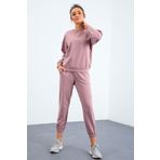 Gül Kurusu O Yaka Oversize Lastik Paça Kadın Eşofman Takımı - 95287 | XL