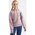 Gül Kurusu Ön Ve Sırt Yazı Baskılı Kapüşonlu Oversize Kız Çocuk Sweatshirt - 75092