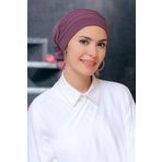 Gül Kurusu Pratik Hazır Geçmeli Tesettür Bone Sandy Kumaş Pileli Nervürlü Güllü 1806_18