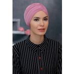 Gül Kurusu Pratik Hazır Geçmeli Tesettür Bone Sandy Kumaş Taçlı Büzgülü 1208_18