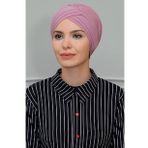 Gül Kurusu Pratik Hazır Geçmeli Tesettür Bone Sandy Kumaş Üç Çapraz 1803_18