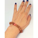 Gül Kuvars Taşlı Rudraksha Tohum Unisex Bileklik 8mm