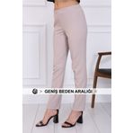 Gül Moda Bayan Büyük Beden Beli Lastikli Pantolon Bej
