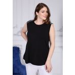 Gül Moda Kadın Siyah Büyük Beden Omzu Simli Kolsuz Bluz G059-1