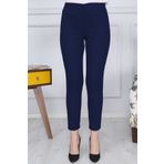 Gül Moda Lacivert Kemerli Dar Paça Kumaş Pantolon Likralı Cepsiz G011
