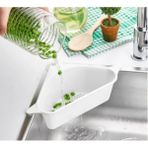Gül Plastik Vantuzlu Süzgeçli Lavabo Içi Meyve Sebze Pirinç Yıkama Süzgeci ve Çöp Süzgeci Düzenleyici - Beyaz - 2