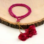 Gül Püsküllü Tesbih Fuşya Pembe (99Lu - 6Mm)