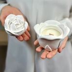 Gül Şeklinde Dekoratif Mum - Beyaz