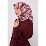 Gül Yansıma Görünümlü Twill İpek Eşarp