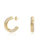 Gülaylar Diamond Line Sarı Altın 14 Ayar Trend Taşlı Küpe