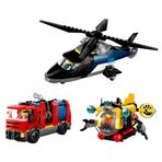 Gülce Design LEGO City Helikopter, İtfaiye Kamyonu ve Denizaltı Karışımı 60462 Kız Erkek Çocuk Oyuncak Eğitici Oy