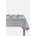 Gülce Home Collection Gri Keten Kumaş Çizgili Masa Örtüsü Gülce 160*220 cm