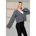Gülce moda Kadın Önden Bağlamalı Oversize Triko Hırka