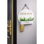 Güler Kaligrafi Kişiye Özel Yuvarlak Ahşap Çiçekli Kapı Numarası –Duvar Tipi Dekoratif Apartman Giriş Tabelası 20 cm