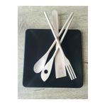 GULHANILE El Yapımı 4 Parça Ahşap Kaşık Mutfak Seti, Tahta Kaşık, Çatal, Spatula 30 Cm 4pcs