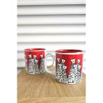 Gulhanıle Kedili Mug Kupa Kırmızı