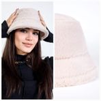 Gullfoss Tavşan Tüyü Peluş Bucket Kova Moda Kadın Kışlık Şapka Krem
