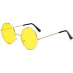 Güllü E Store Yuvarlak Cam John Lennon Tarzı Hippi Gold Çerçeveli Sarı Gözlük