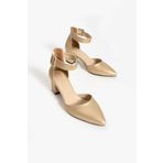 Güllü Shoes Kadin Altın Sarısı Topuklu Ayakkabı Abiye Stiletto Kalın Topuk Gelinlik Ayakkabisi 5.5cm