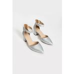 Güllü Shoes Kadin Gümüş Topuklu Ayakkabı Abiye Stiletto Kalın Topuk Gelinlik Ayakkabisi 5.5cm