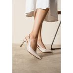 Güllü Shoes Krem Rugan Altın Topuklu Stiletto – Şık Abiye Kadın Ayakkabı