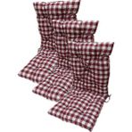 Güllüce Home 3'lü Pötikare Arkalıklı Slikon Elyaf Dolgulu Sandalye Minderi - 40 x 90 cm - Beyaz - Bordo