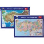 Gülpaş Türkiye Siyasi Fiziki Harita Çıtalı 70 x 100 cm 999 Renkli ve Detaylı Ölçüler