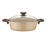 Gülsan Safran 24 cm Krem Basık Granit Tencere