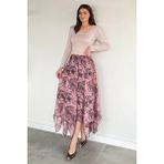 Gülseli Kadın Bel Lastikli Iç Astarlı Asimetrik Kesim Desenli Etek P-00020409 - Gülkurusu - 44