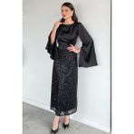 Gülseli Kadın Bel Lastikli Iç Astarlı Pul Payet Etek P-00019760 - Siyah - 36