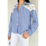 Gülseli Kadın Dantel Detaylı Gömlek P-00020569 - Saks Mavi