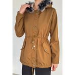 Gülseli Kadın Kapüşonlu Içi Peluş Mont P-00013573 - 40 - Camel