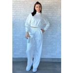 GÜLSELİ Krem Kadın Scuba Kumaş Kabartma Yazı Baskılı Crop Top Eşofman Takımı