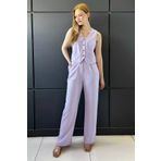 GÜLSELİ Lila Yelek Pantolon Kadın İkili Takım