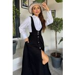 GÜLSELİ Siyah Kadın Salopet Kot Jean Elbise