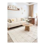 GÜLSEV HOME(1589) VALENSA KİLİM, MODERN KAYMAZ TABAN İSKANDİNAV DESENLİ ODA MEKAN HALISI Krem 200 x 300