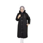 GÜLSEV KADIN BÜYÜK BEDEN ÖRME KAPİTONE ASTARSIZ DÜĞMELİ CEKET/MONT SİYAH