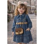 Gültekin Bebe Sago Beli Kemerli Çantalı 2-5 Yaş Kot ELBISE-2261360 - Mavi - 2 Yaş